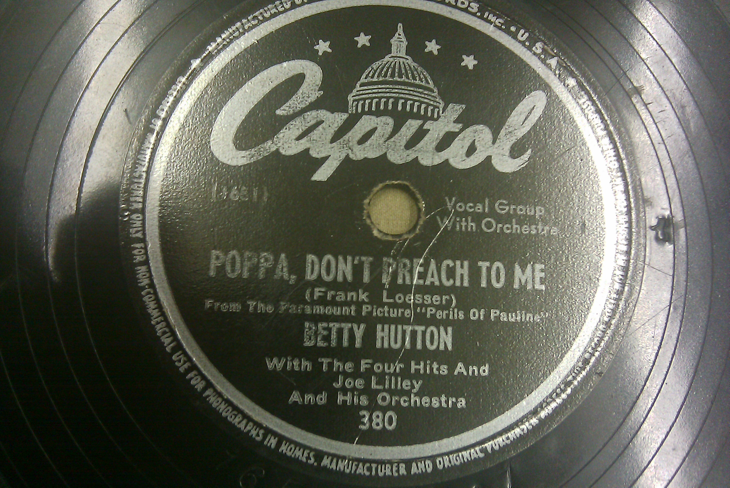 CAPITAL 78 BETTY HUTTON POPPA DON’T PREACH & BETTY HUTTON RUMBLE, RUMBLE, RUMBLE