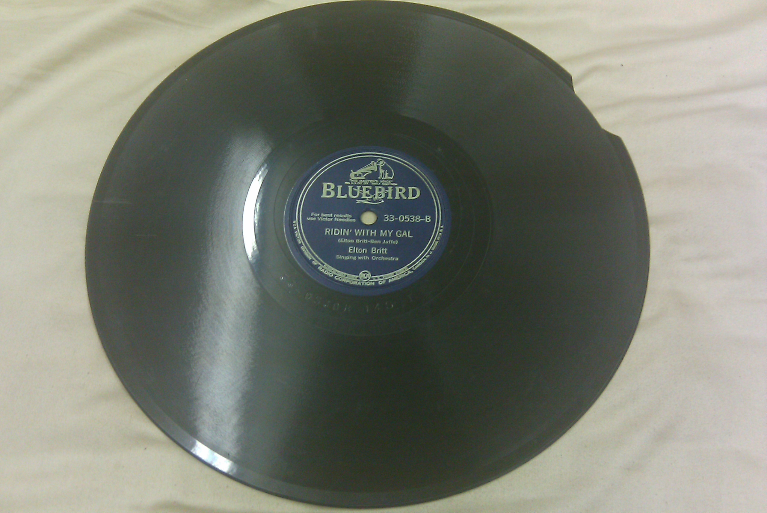 BLUEBIRD 78 RECORD ELTON BRITT - RIDIN WITH MY GAL & ELTON BRITT - I’M ALL THAT’S LEFT OF THE OLD QUARTET