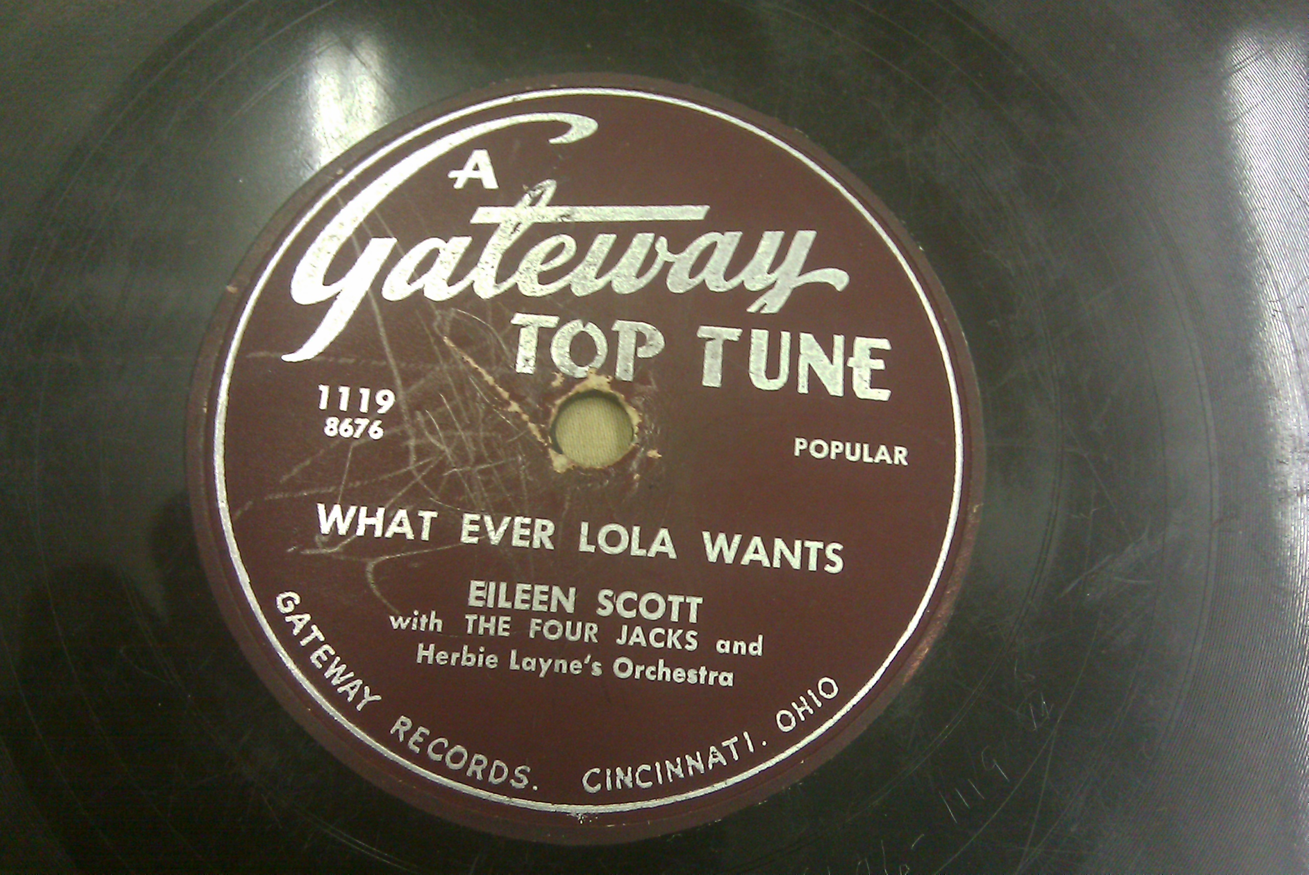 1119 GATEWAY TOP TUNE 78 RECORD TWO HEARTS - BOB VANCE & EILEEN SCOTT – WHAT EVER LOLA WANTS