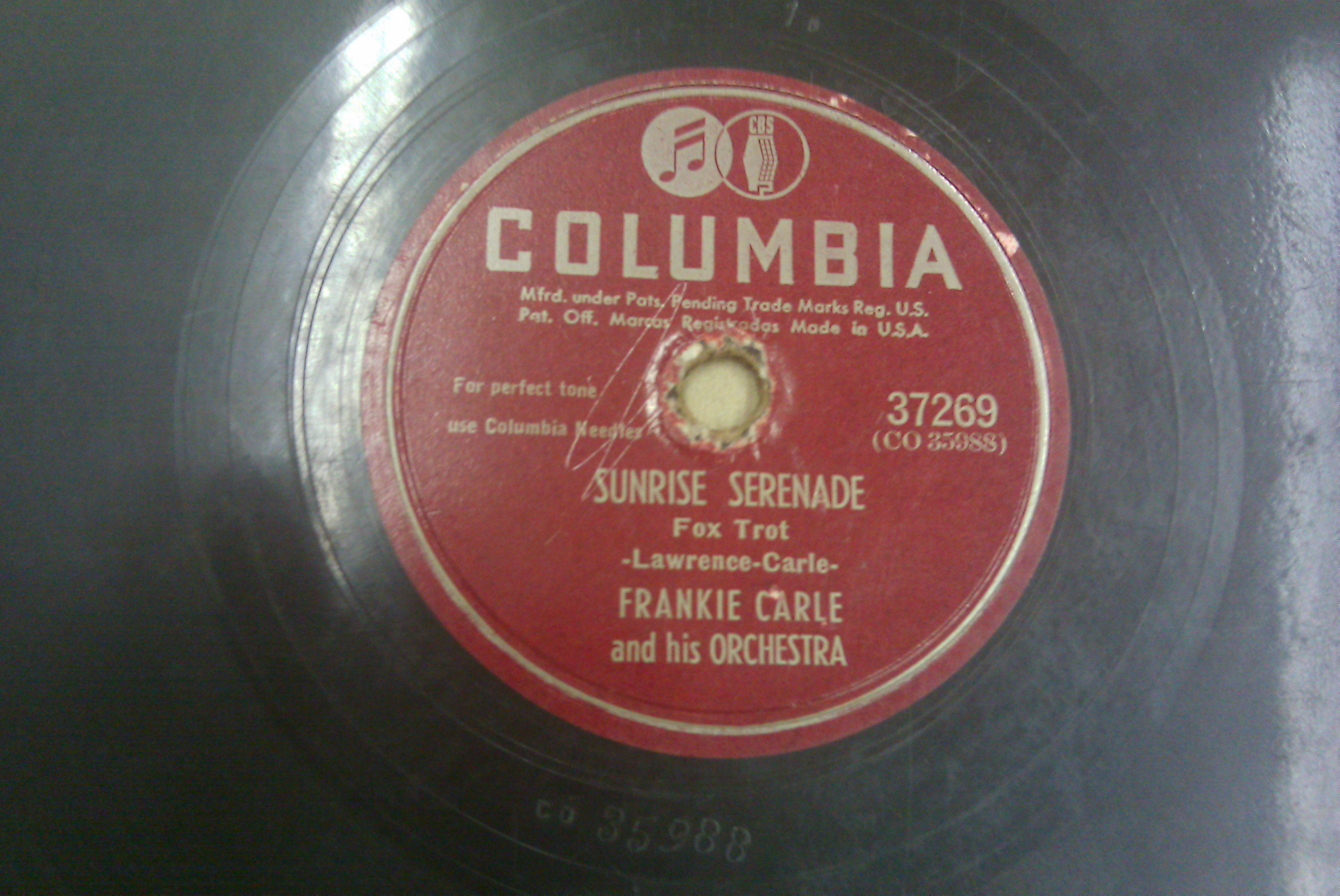 COLUMBIA 78 RECORD FRANKE CARLE - CARLE BOOGIE & FRANKIE CARLE - SUNRISE SERENADE